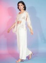 Georgette Off White Party Wear Sequins Work Readymade Indo Western